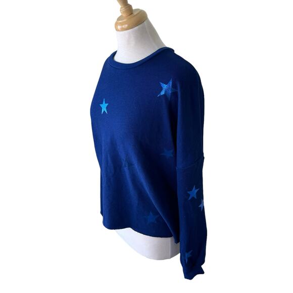 Michael Lauren Star Foil Travis Crop Pullover Color: Deep Blue Size SMALL - Picture 7 of 14